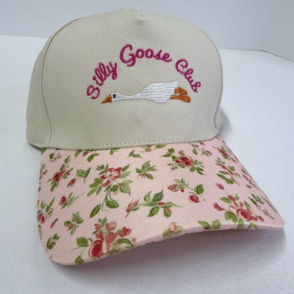 Zenana Outfitters Accessories - Zenana Cotton Baseball Cap Women OS Cream Silly Goose Club Pink Floral Fun Hat